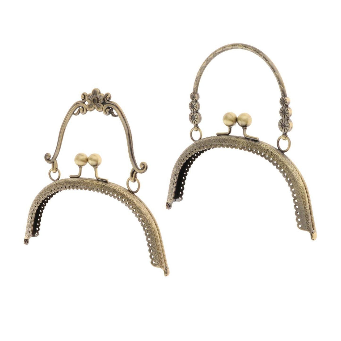 Metal Purse Frame with Handle Kiss Clasp Lock DIY Bag Making 3 Flowers
