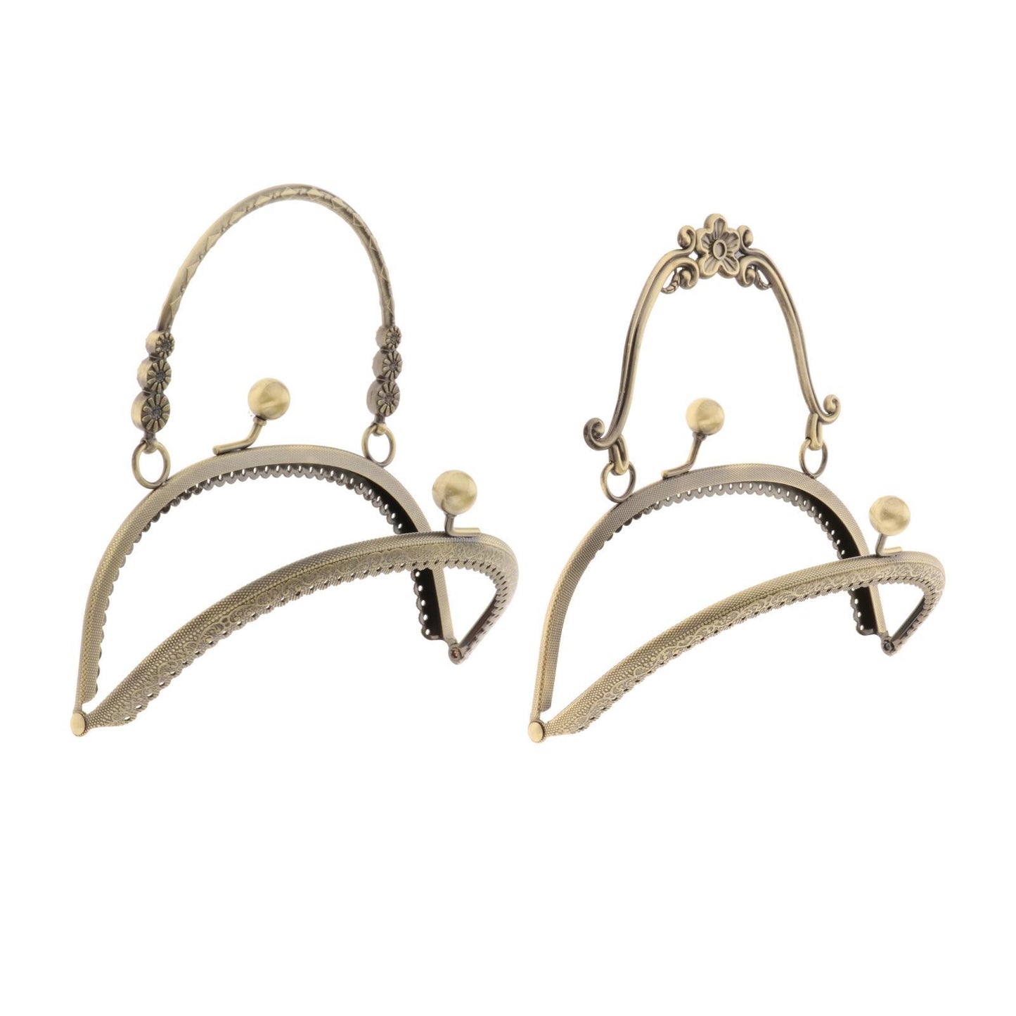 Metal Purse Frame with Handle Kiss Clasp Lock DIY Bag Making 3 Flowers