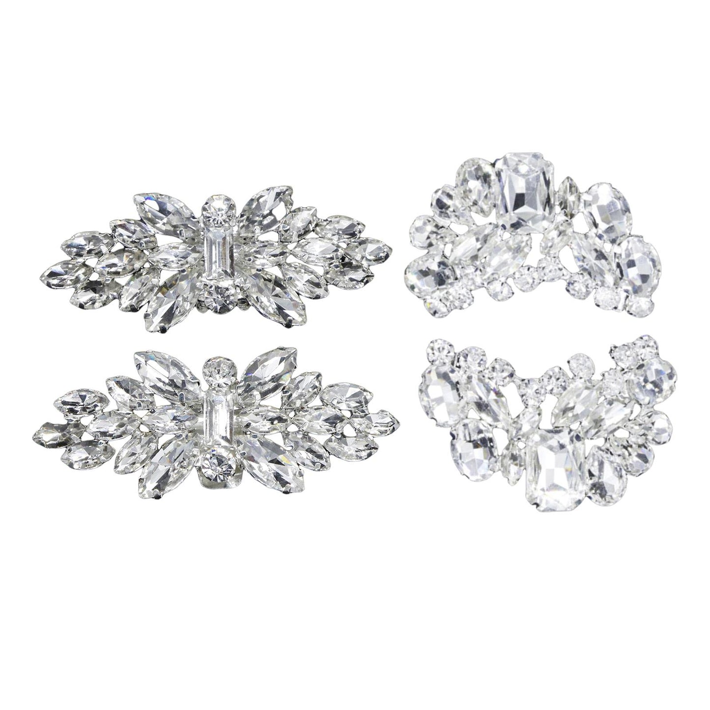 2Pcs Rhinestone Crystal Shoe Clip Buckle Wedding Bridal Party Shoe Charms A
