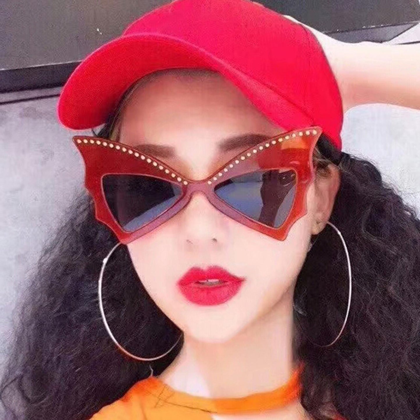 Fashion Oversized Sunglasses Women's Luxury Large Big Sunglass UV400 Red