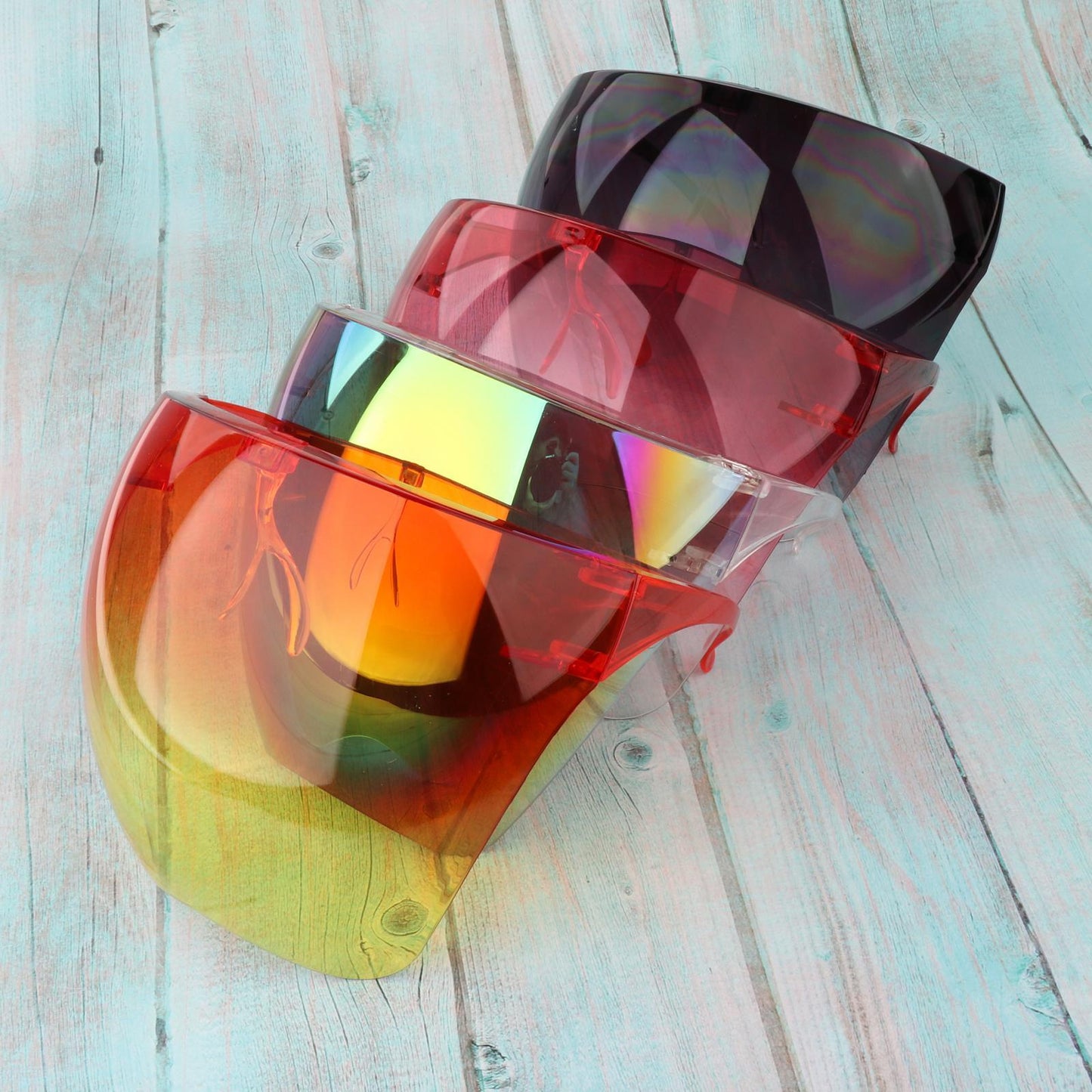 Face Shield Safety Sunglasses Clear Eyewear Reusable Easy Clean Windproof red