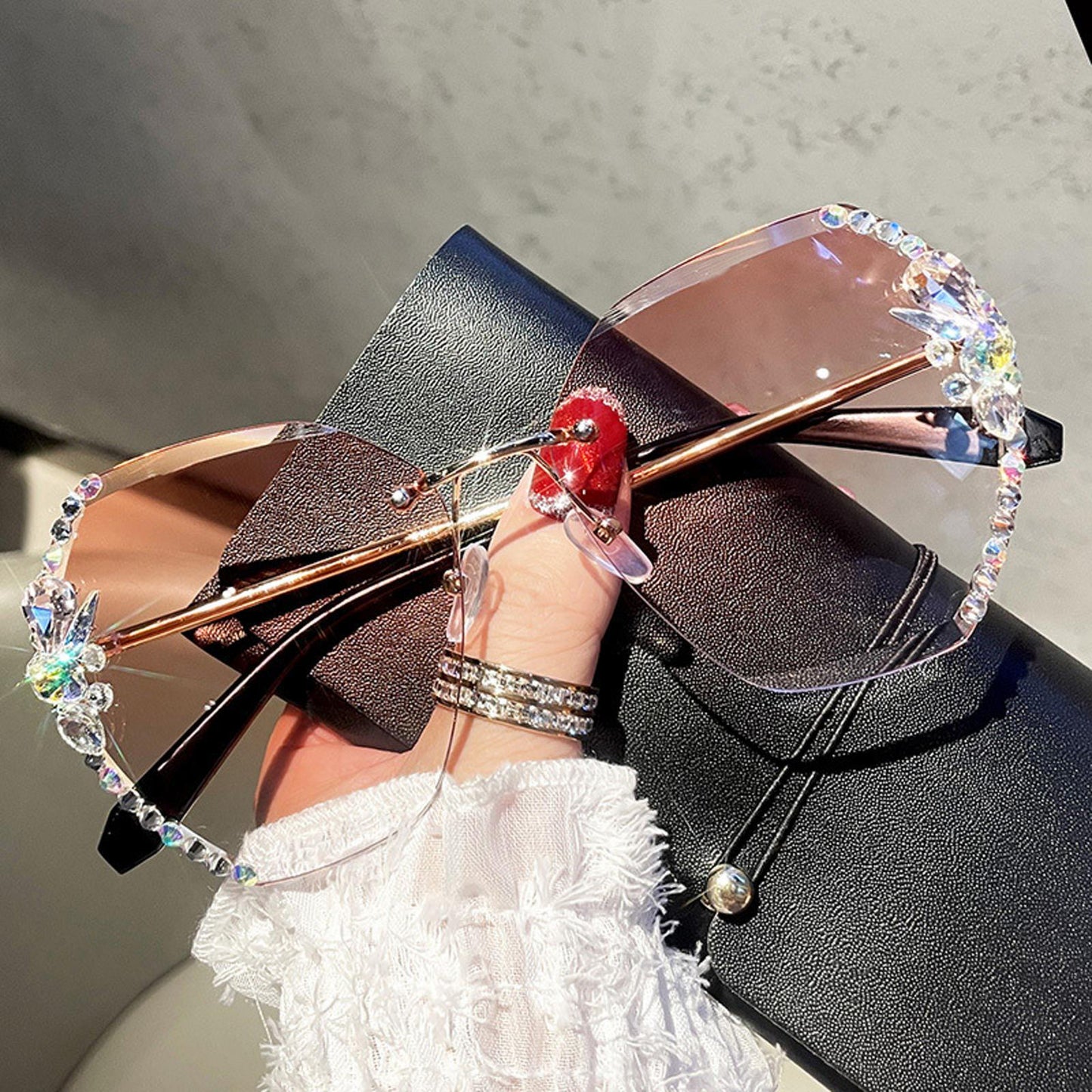 Fashion Vintage Oversized Sunglasses Women Gradient Eyewear Glasses Pink