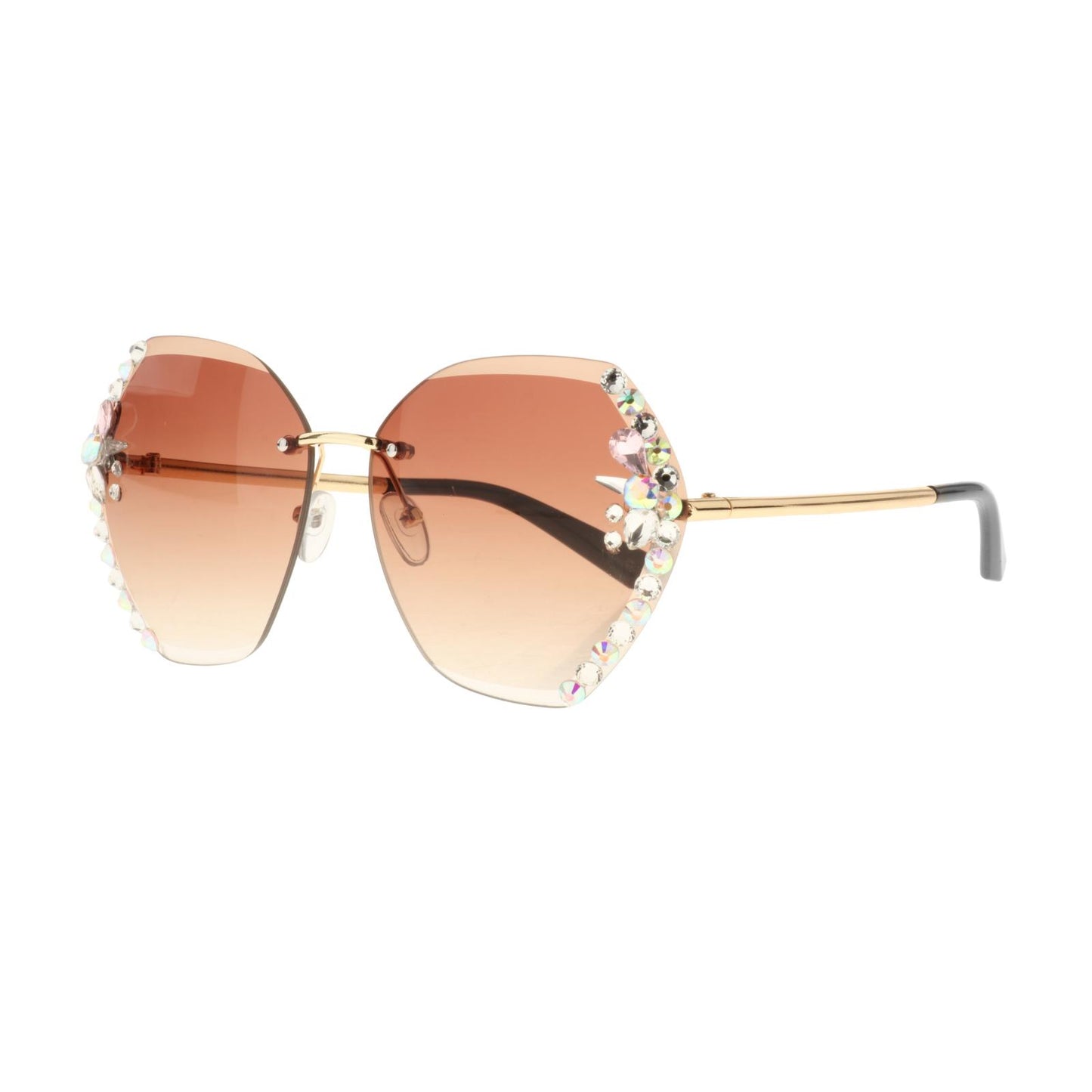 Fashion Vintage Oversized Sunglasses Women Gradient Eyewear Glasses Brown