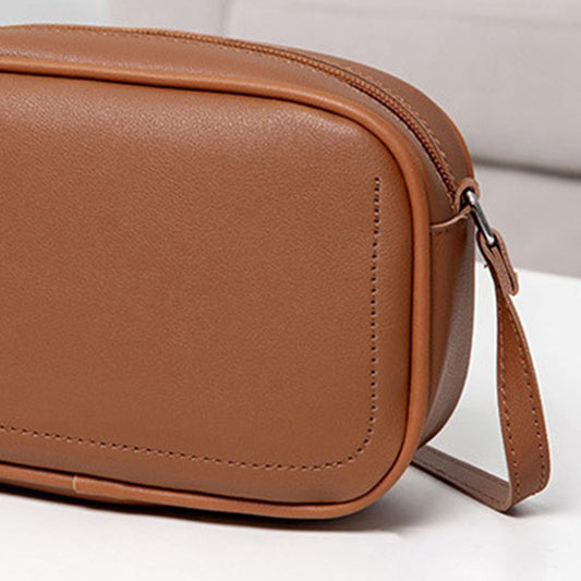 PU Leather Lady Messenger Bag with Long Strap Simple Shopping Shoulder Bag brown