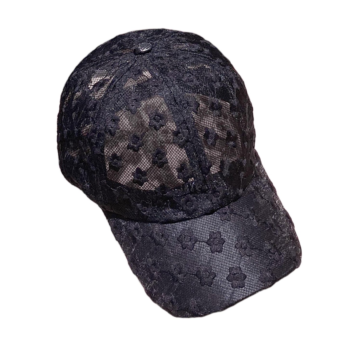 Women Lace Baseball Cap Girls Mesh Snapback Hip Hop Sun Hat Adjustable Black