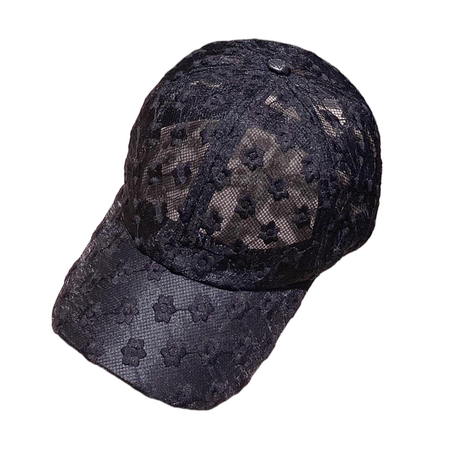 Women Lace Baseball Cap Girls Mesh Snapback Hip Hop Sun Hat Adjustable Black
