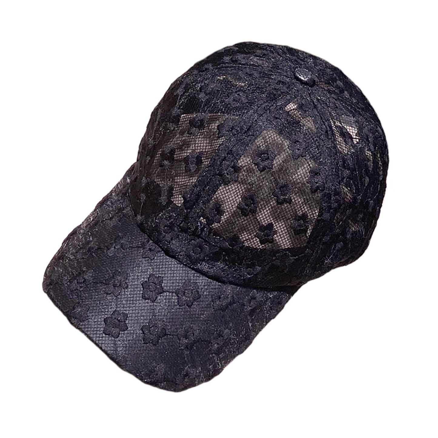 Women Lace Baseball Cap Girls Mesh Snapback Hip Hop Sun Hat Adjustable Black