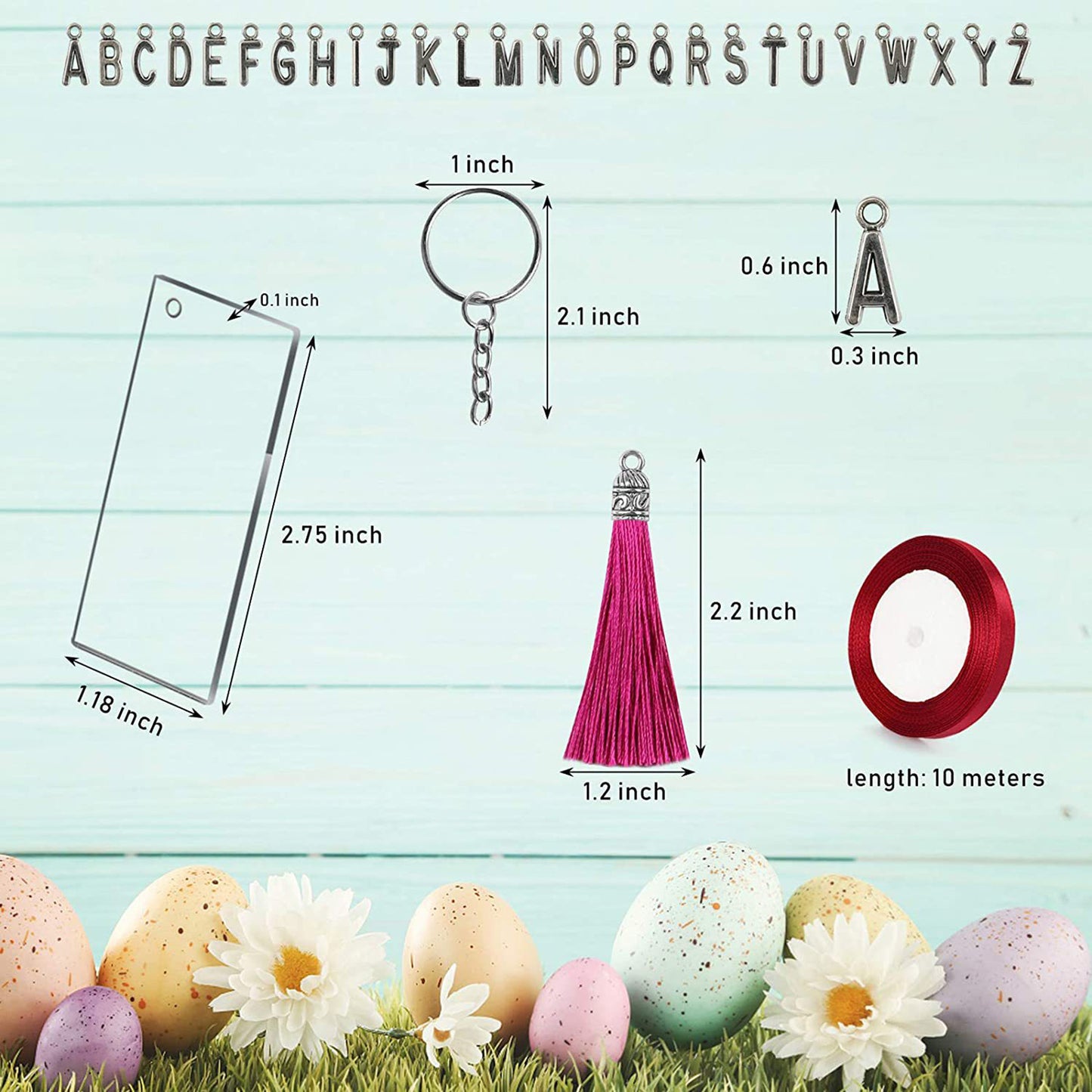 Keychain Tassels Blanks and Keychain Alphabet for DIY Projects Keychain