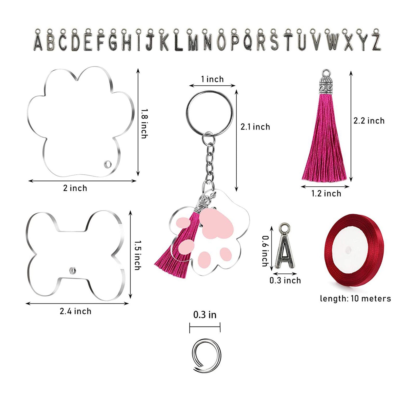 Acrylic Keychain Blanks Making Tassels Kit Bulk 120pcs Vinyl Ornaments Gifts