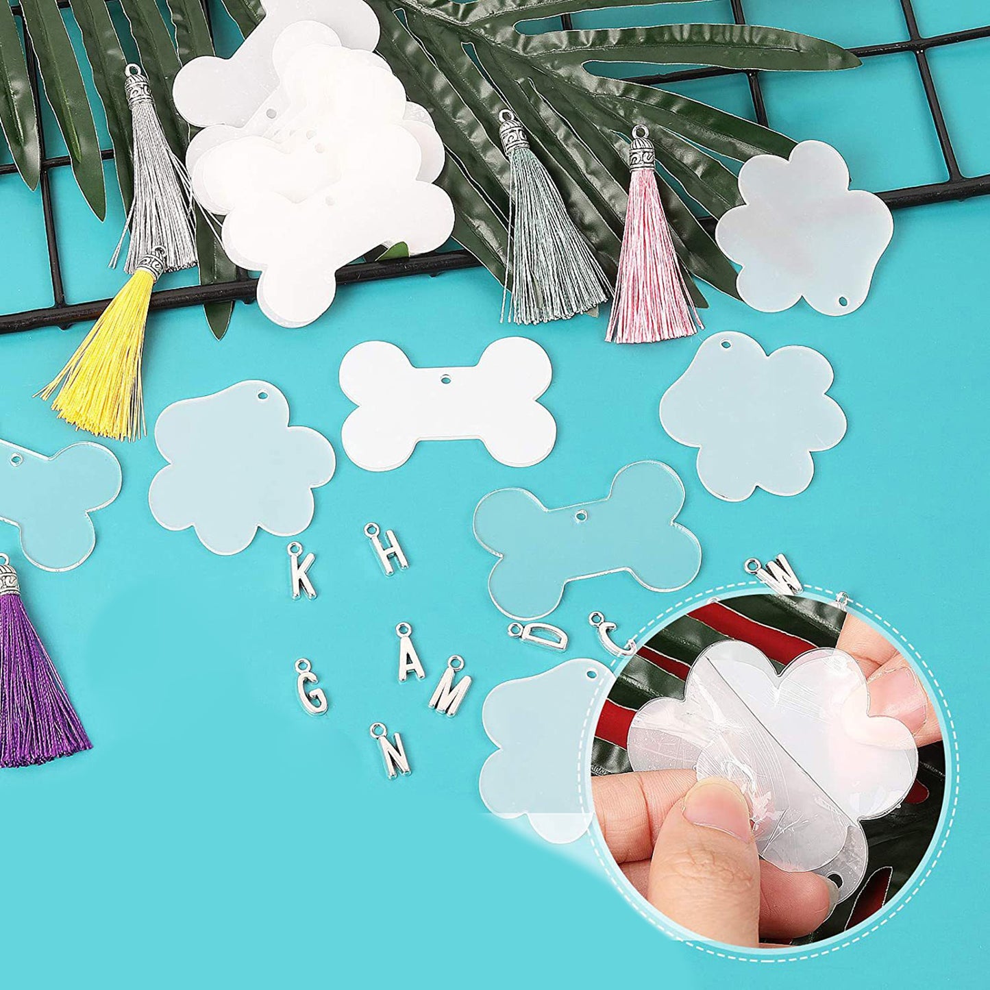 Acrylic Keychain Blanks Making Tassels Kit Bulk 120pcs Vinyl Ornaments Gifts