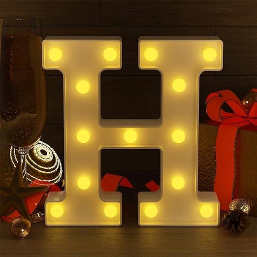 Marquee Alphabet Shaped Led Light Letters for Wedding | Birthday | Party | Christmas | Home | Bar | Decoration | Color : Warm White (H)