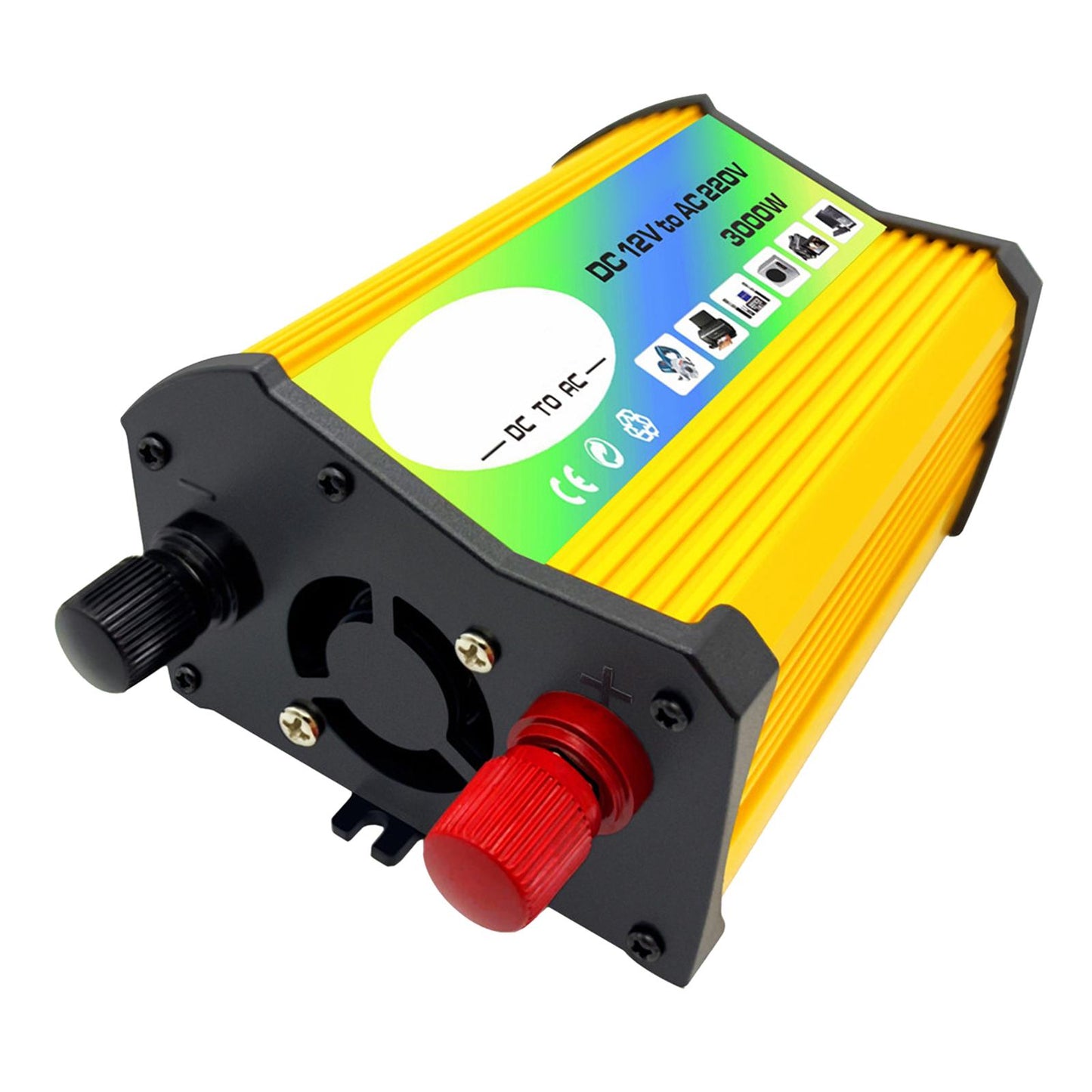 300W DC 12V to AC Inverter with 2 USB Charging Ports for Camping Outdoor Yellow 220V B