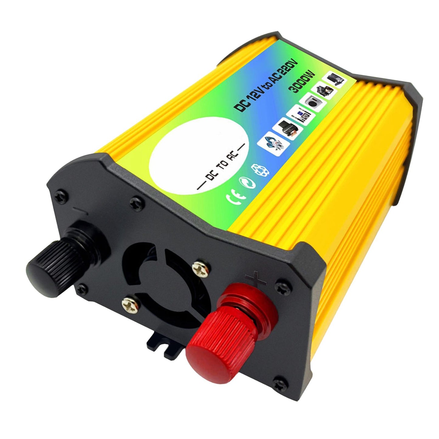 300W DC 12V to AC Inverter with 2 USB Charging Ports for Camping Outdoor Yellow 220V B