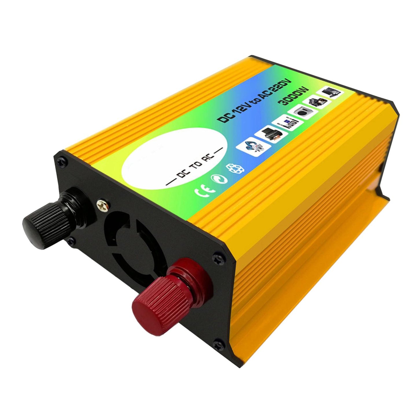 300W DC 12V to AC Inverter with 2 USB Charging Ports for Camping Outdoor Yellow 110V D