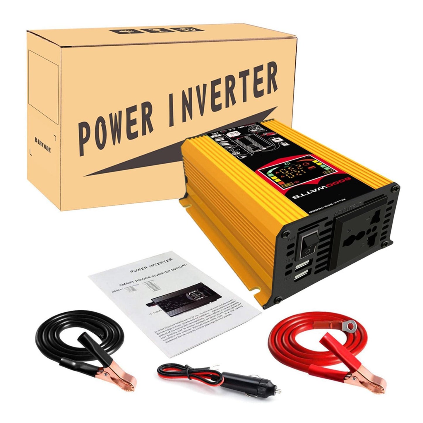DC 12V to AC 110V/220V Power Inverter Charger Power Supply Yellow 220V A