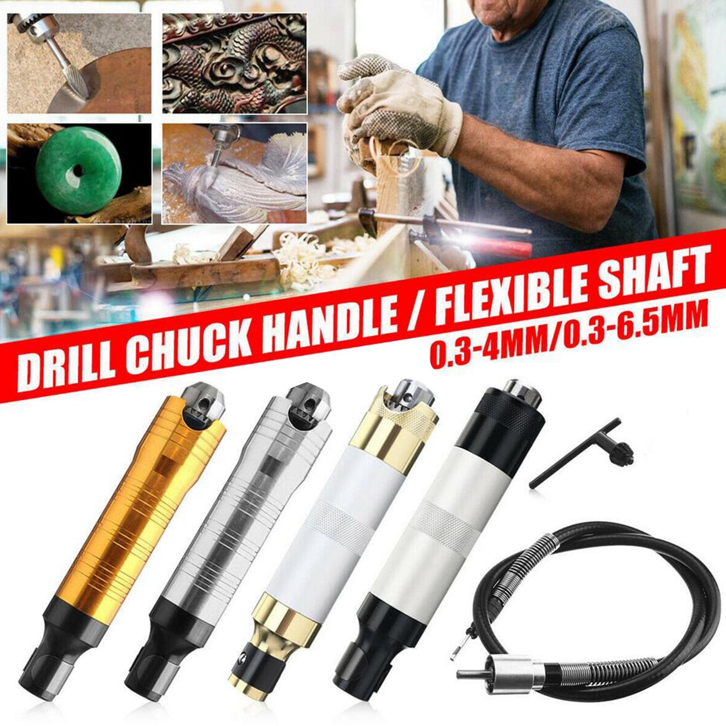 Metal Rotary Tool Handpiece Chuck Key for Electric Grinder Black 0.3-4mm
