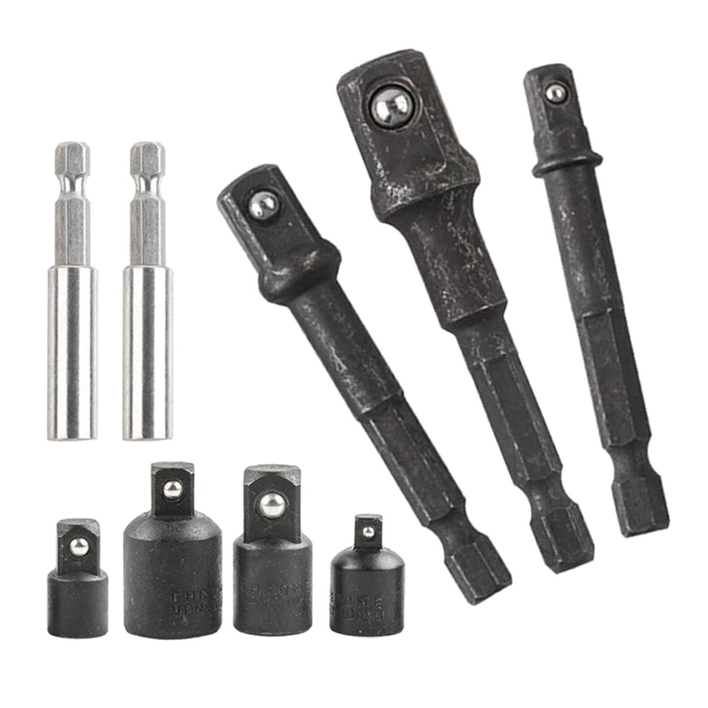 9Pcs Hex Drill Socket Adapter Reducer Extension Kit Hand Tool for Machinist