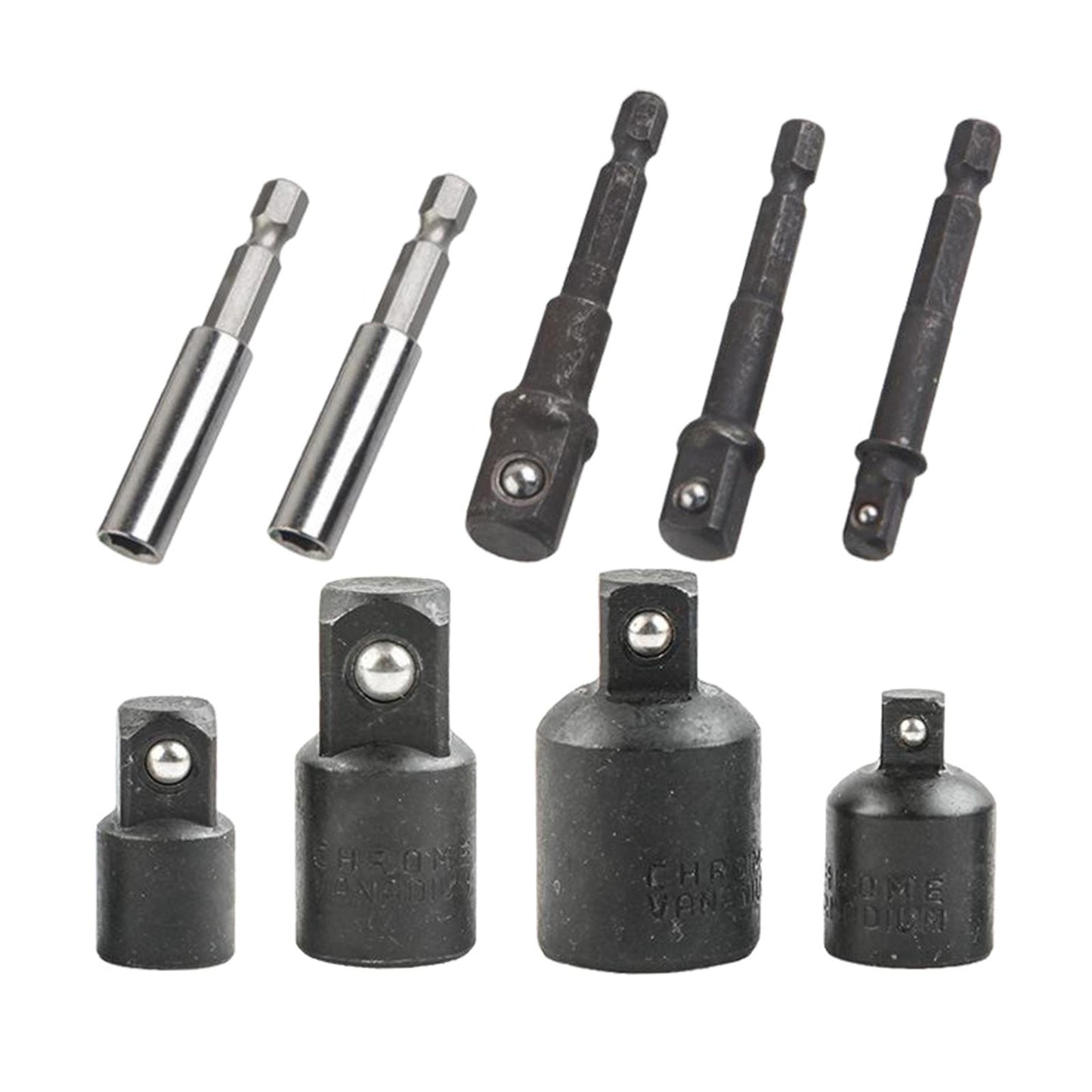 9Pcs Hex Drill Socket Adapter Reducer Extension Kit Hand Tool for Machinist