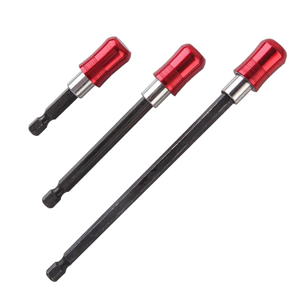 1/4 Hex Shank Quick Release Magnetic Holder Extension 3pcs Red"