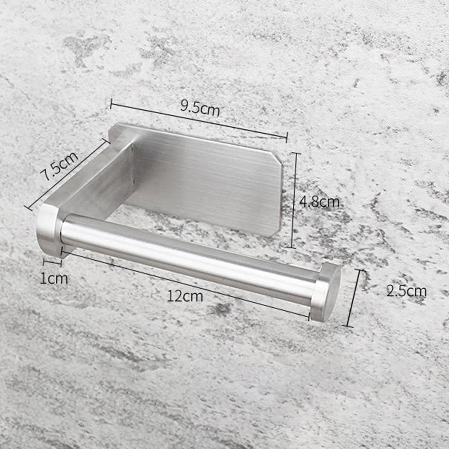 Adhesive Stainless Steel Bathroom Toilet Paper Roll Holder Short Silver