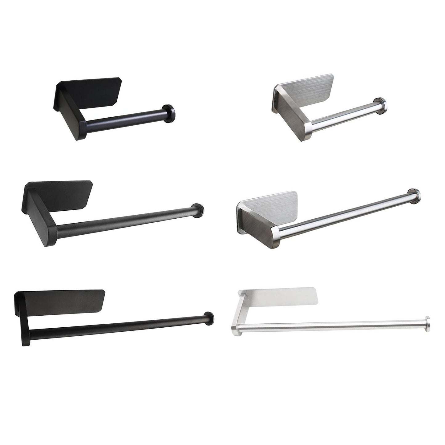 Adhesive Stainless Steel Bathroom Toilet Paper Roll Holder Short Silver