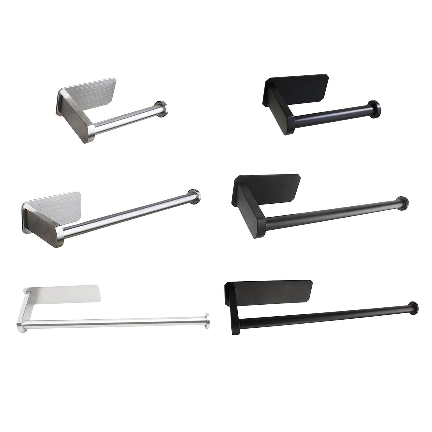Adhesive Stainless Steel Bathroom Toilet Paper Roll Holder Short Silver