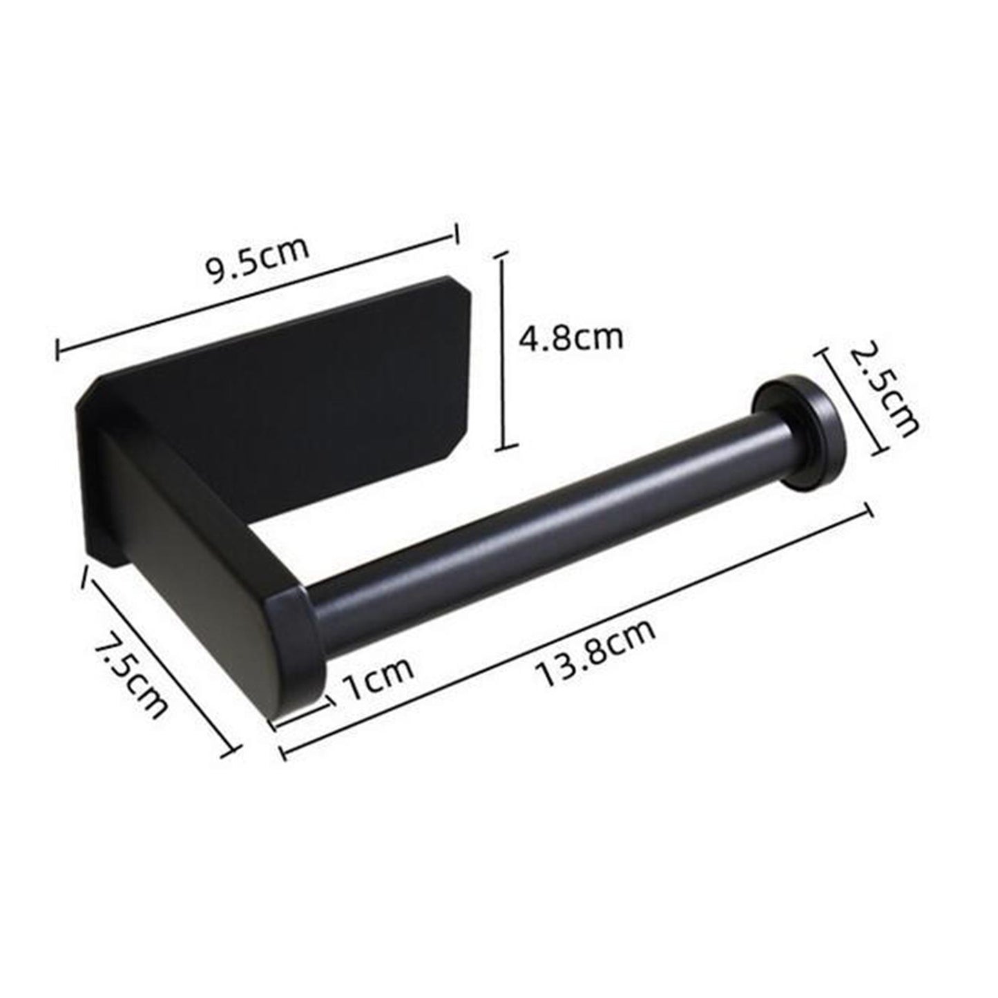 Adhesive Stainless Steel Bathroom Toilet Paper Roll Holder Short Black