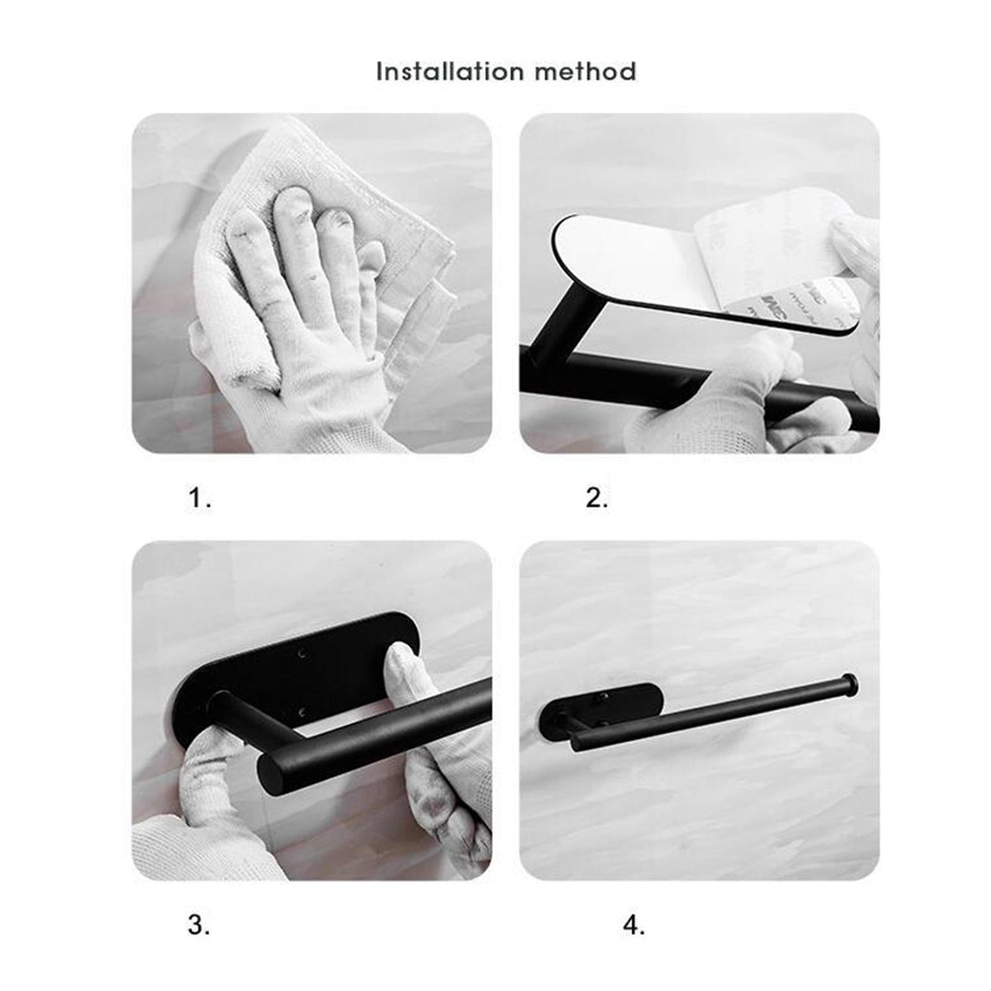 Adhesive Stainless Steel Bathroom Toilet Paper Roll Holder Short Black