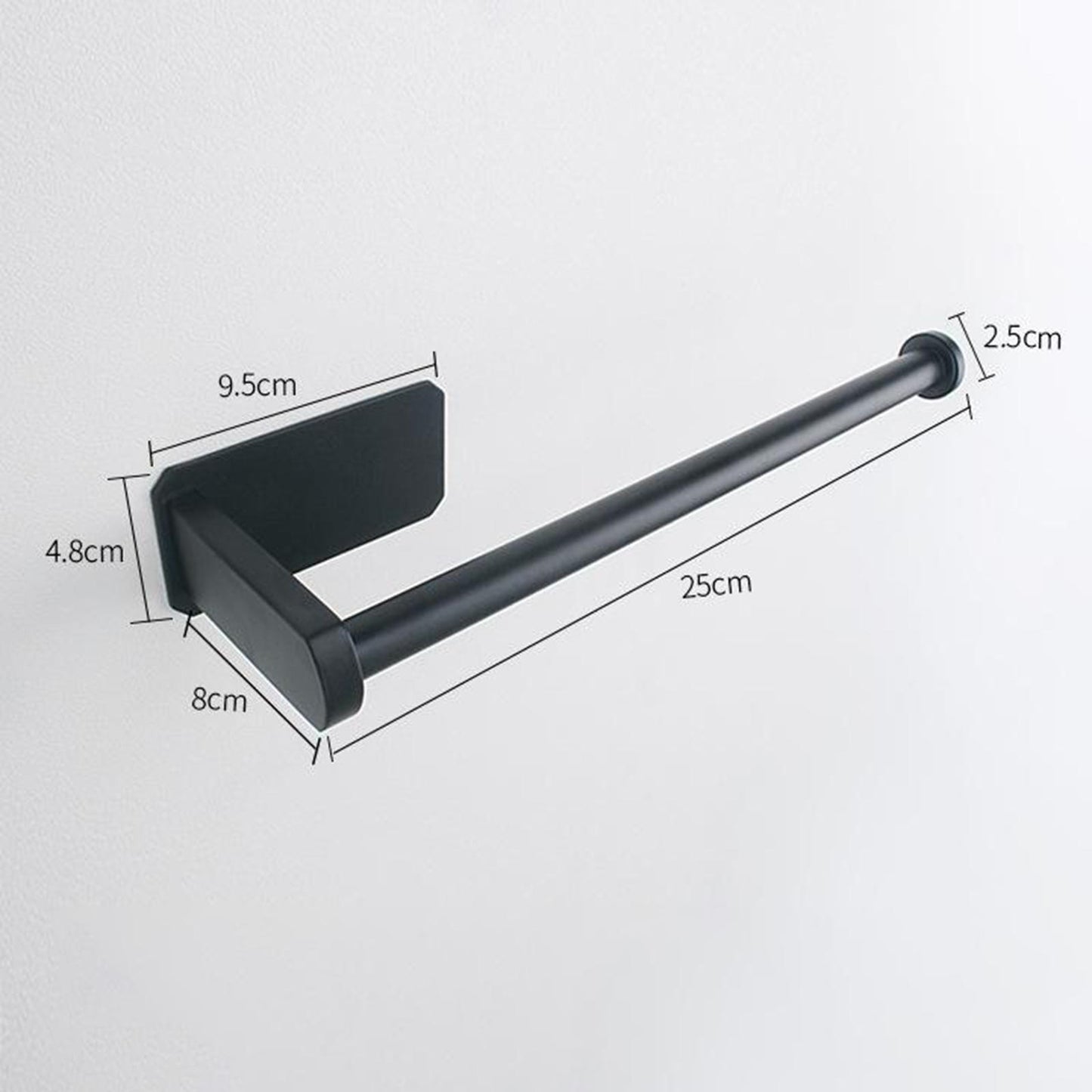 Adhesive Stainless Steel Bathroom Toilet Paper Roll Holder Medium Black