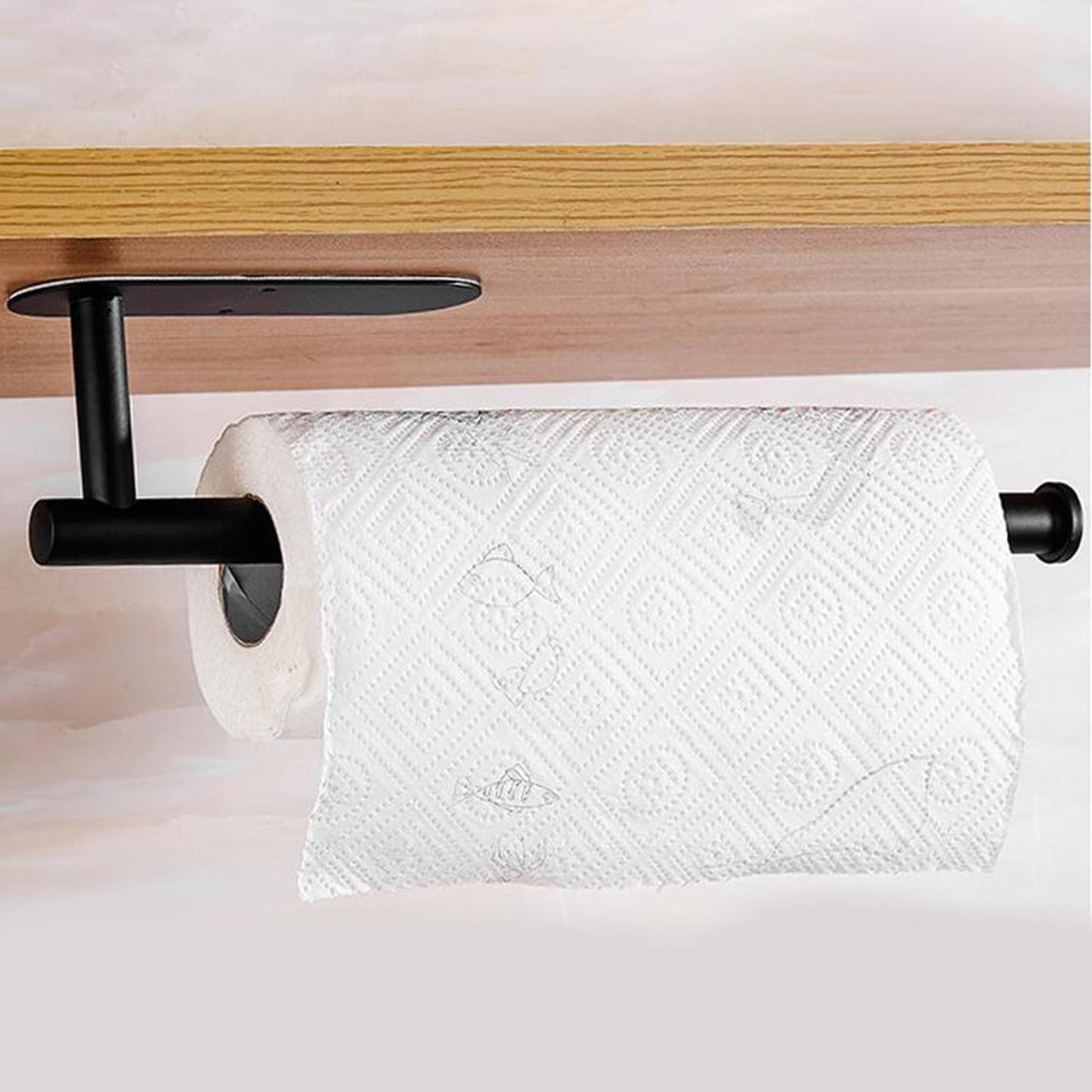 Adhesive Stainless Steel Bathroom Toilet Paper Roll Holder Long Black