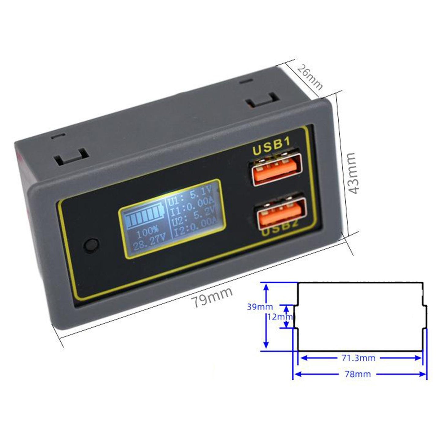 12V 24V Dual USB DC LED Digital Display Car Auto Voltmeter Battery Monitor