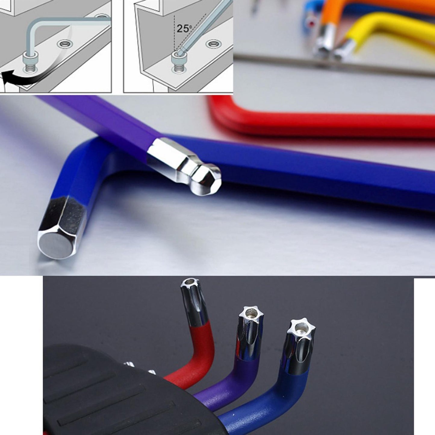 Professional Ball End Hex Key 9 Piece for Cars Bicycles Furniture Repairing ball end long