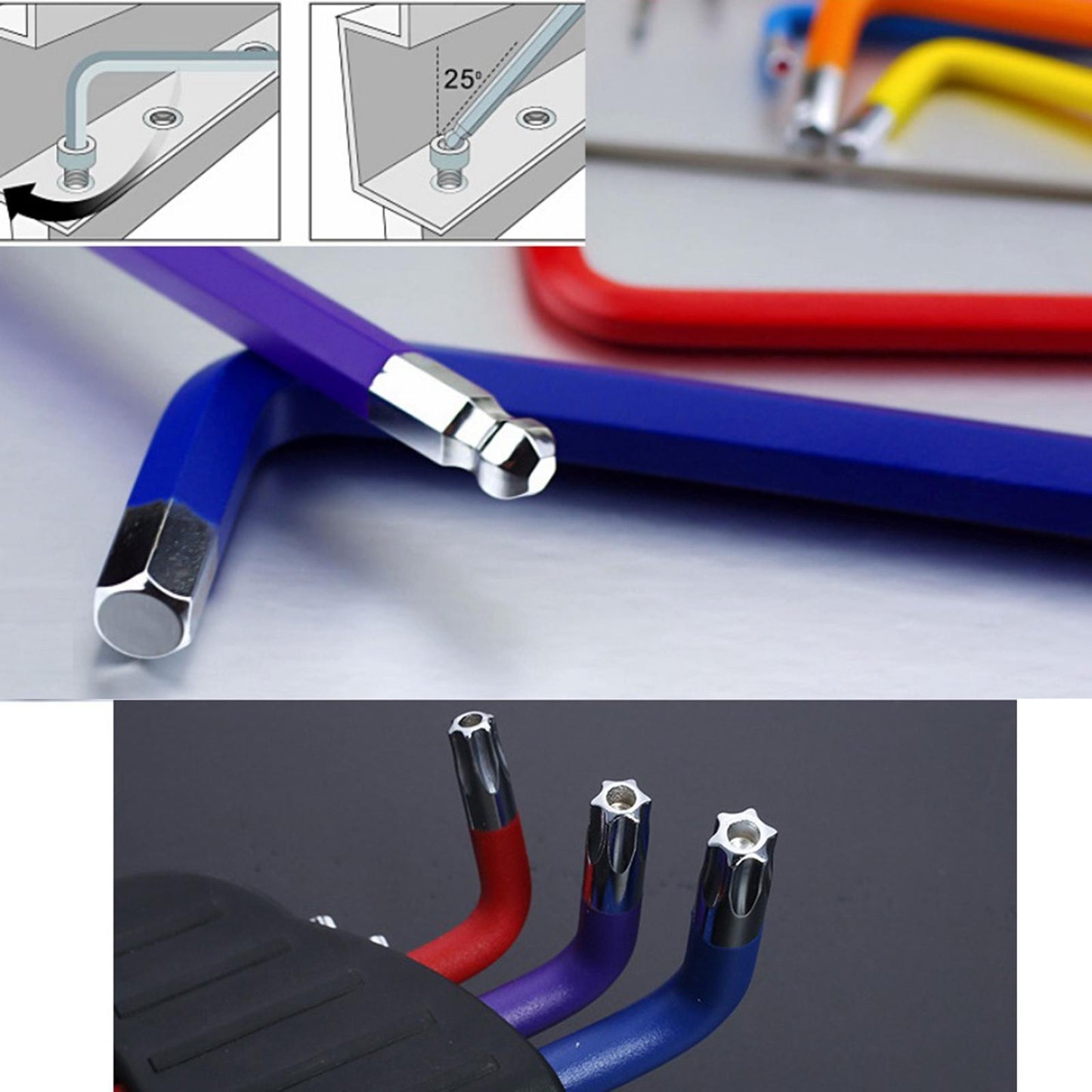 Professional Ball End Hex Key 9 Piece for Cars Bicycles Furniture Repairing hex long