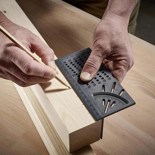Woodworking 3D Gauge Ruler Square Mitre Angle Size Measuring Tool Gray