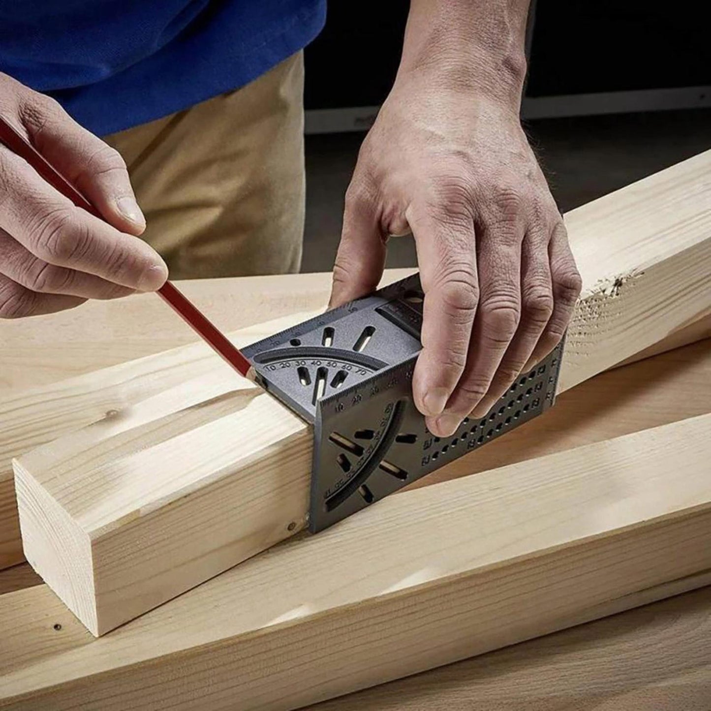 Woodworking 3D Gauge Ruler Square Mitre Angle Size Measuring Tool Gray