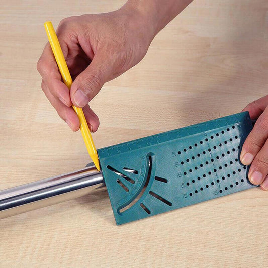 Woodworking 3D Gauge Ruler Square Mitre Angle Size Measuring Tool Blue