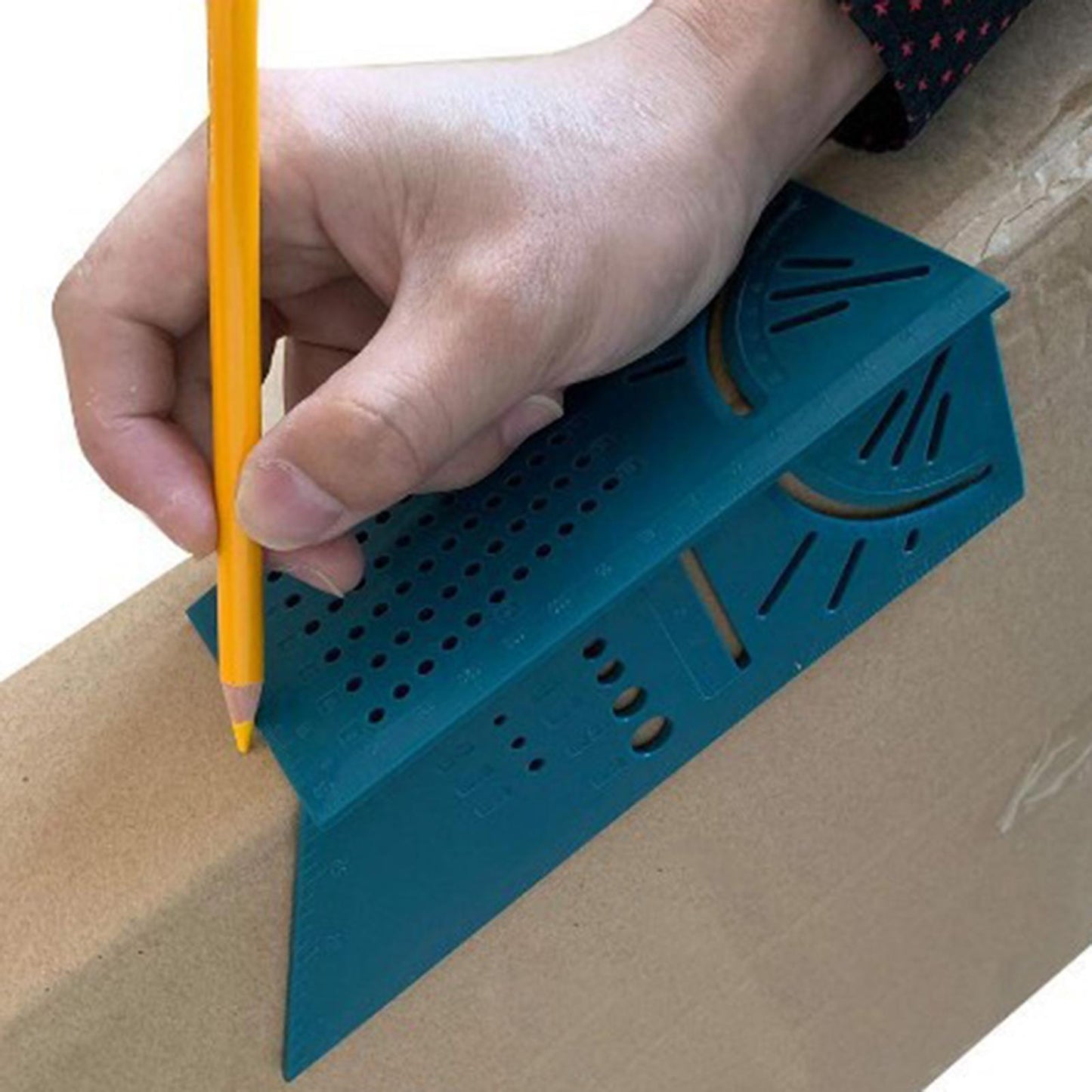 Woodworking 3D Gauge Ruler Square Mitre Angle Size Measuring Tool Blue