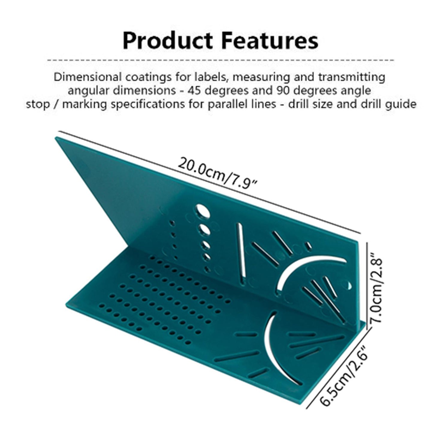 Woodworking 3D Gauge Ruler Square Mitre Angle Size Measuring Tool Blue