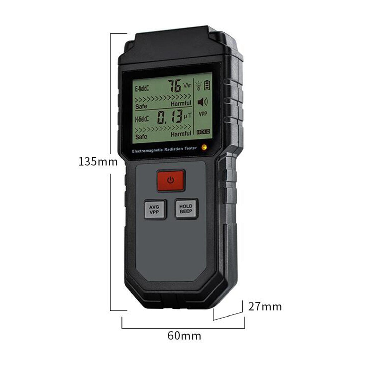 EMF Meter Electromagnetic Field Radiation Detector with Sound-Light Alarm