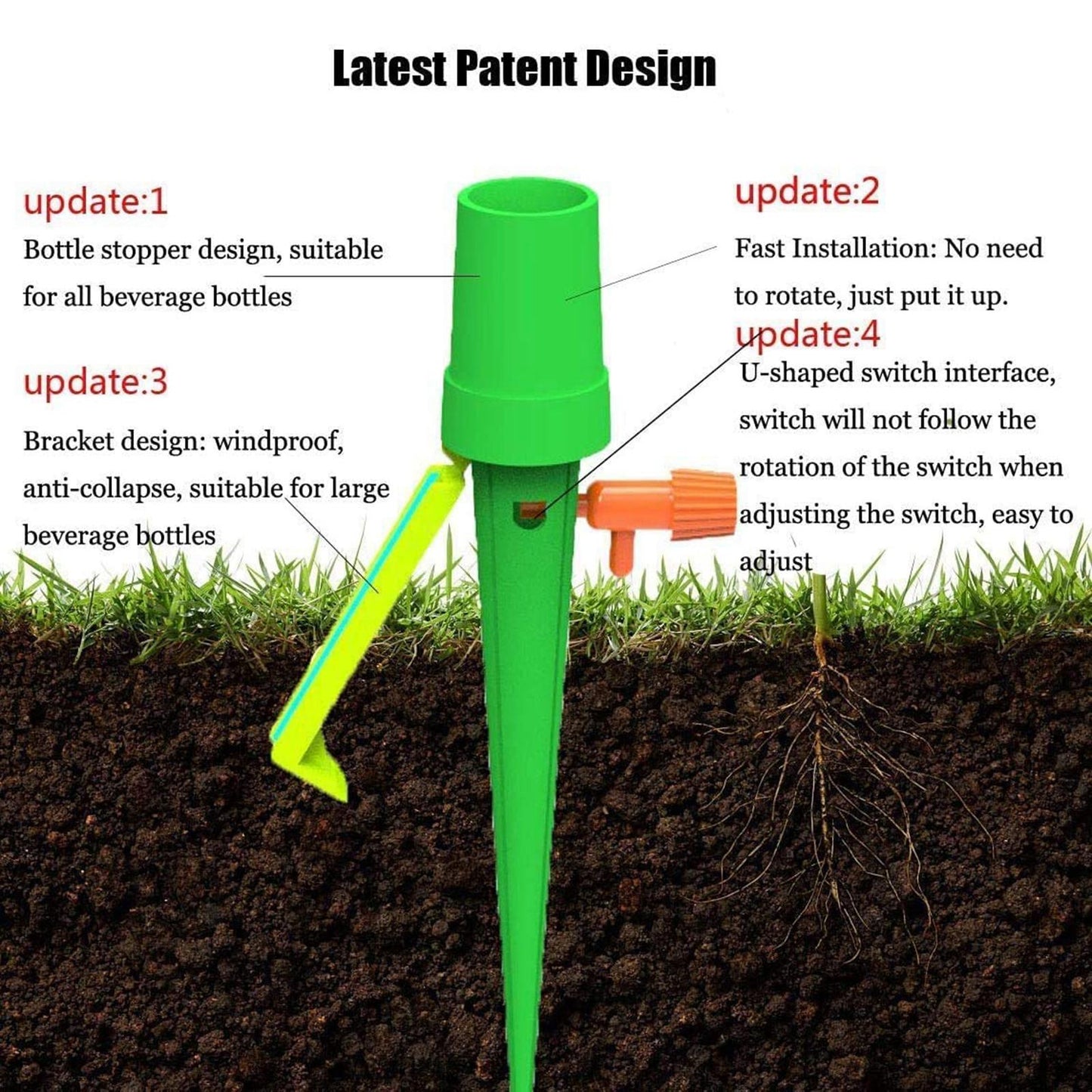 Plant Self Watering Spikes Anti-Down for Plants Herbs Small Trees Shrubs 12pcs