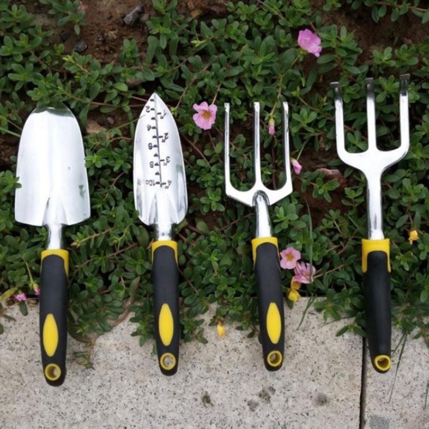 5pcs Heavy Duty Gardening Supplies Gifts Trowel Cultivator Weeding Fork Kit