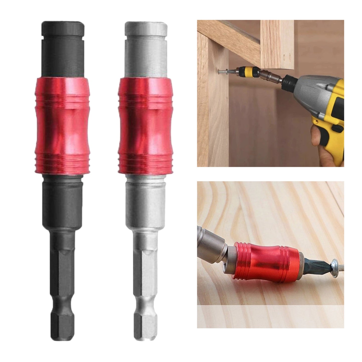 Magnetic Screw Drill Tip Pivoting Drill Bit Hex Shank Bit Red+Black