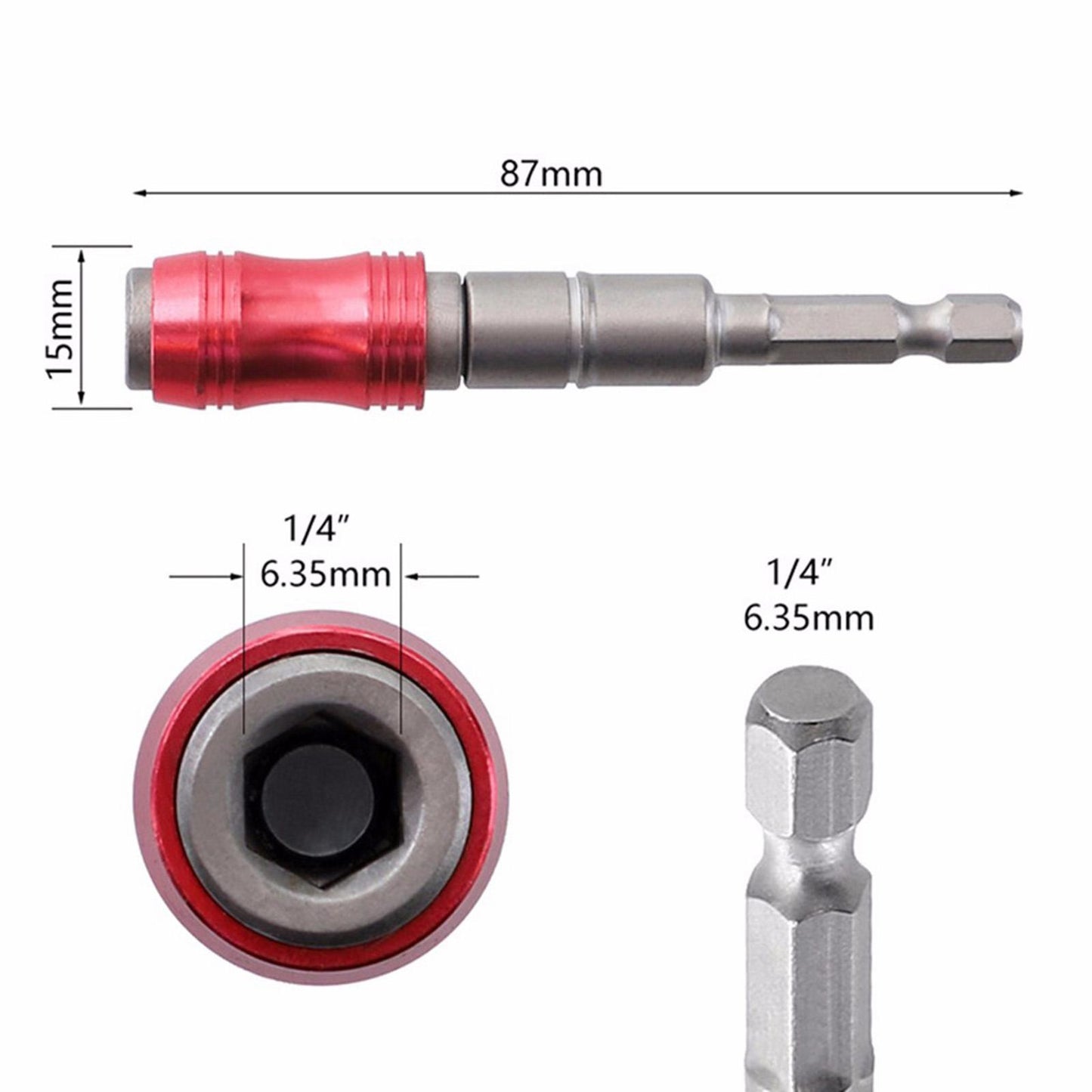 Magnetic Screw Drill Tip Pivoting Drill Bit Hex Shank Bit Red+Silver