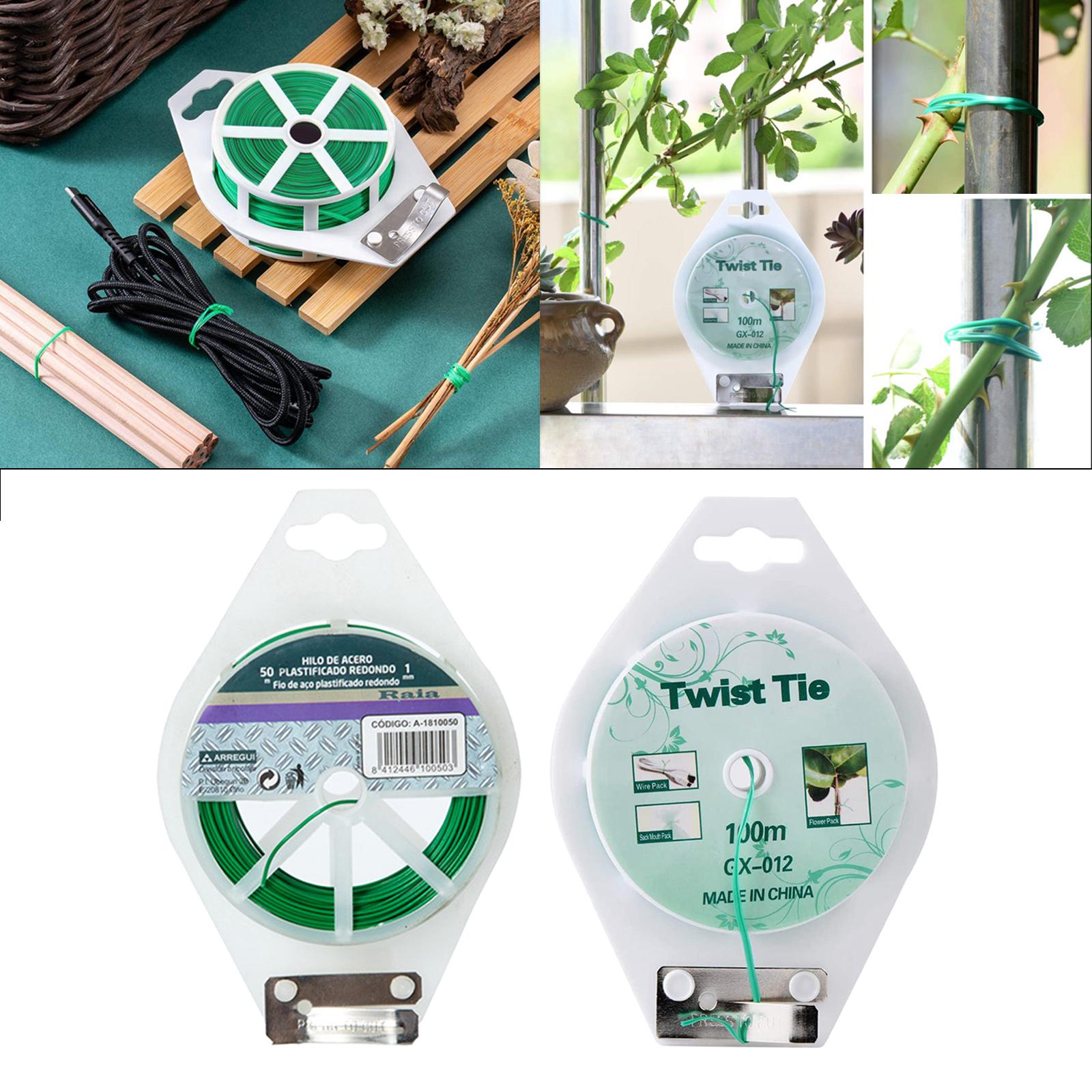 Trash Bag Gardening Plant Green Twist Tie Wire With Cutter Plant Ties 50m