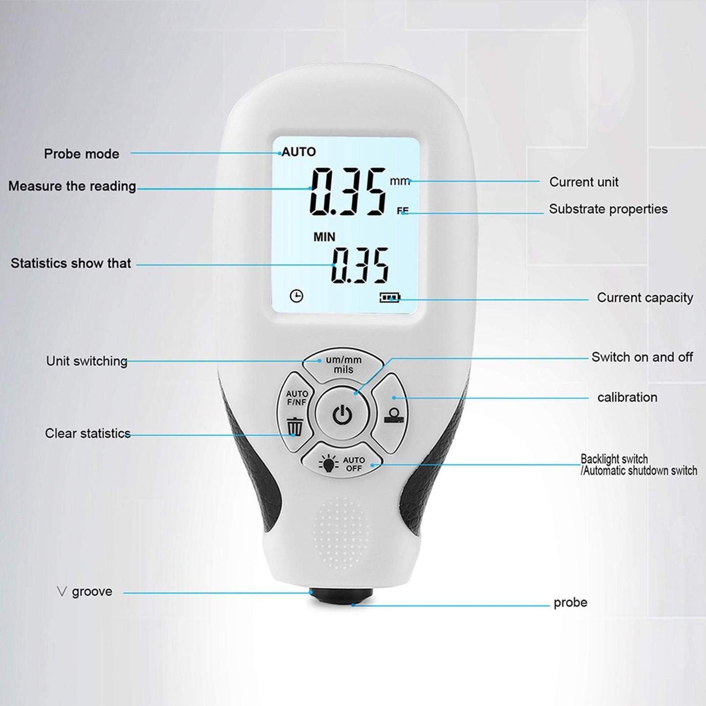 Coating Thickness Gauge for Car Digital Paint Meter High Precision