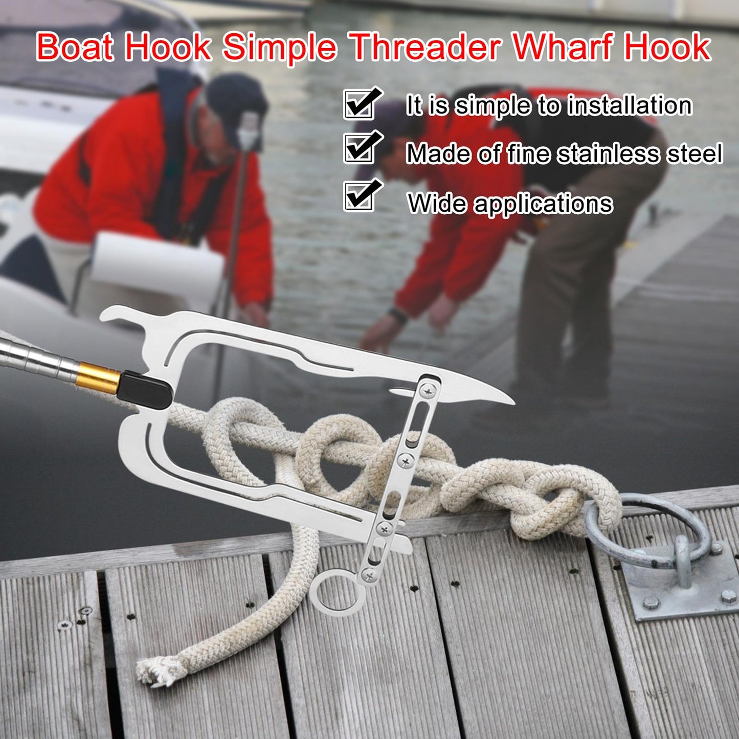 Multi-Purpose U Type Telescoping Boat Hook Dock Hook Only B adapter