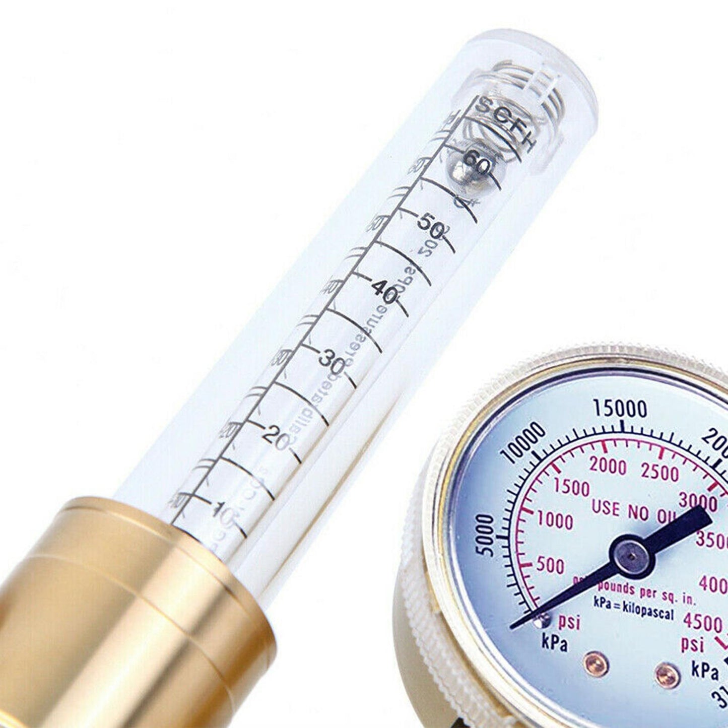 Welder Dual Output Argon Regulator Flowmeter 0-60CFH 0-4500 PSI Premium