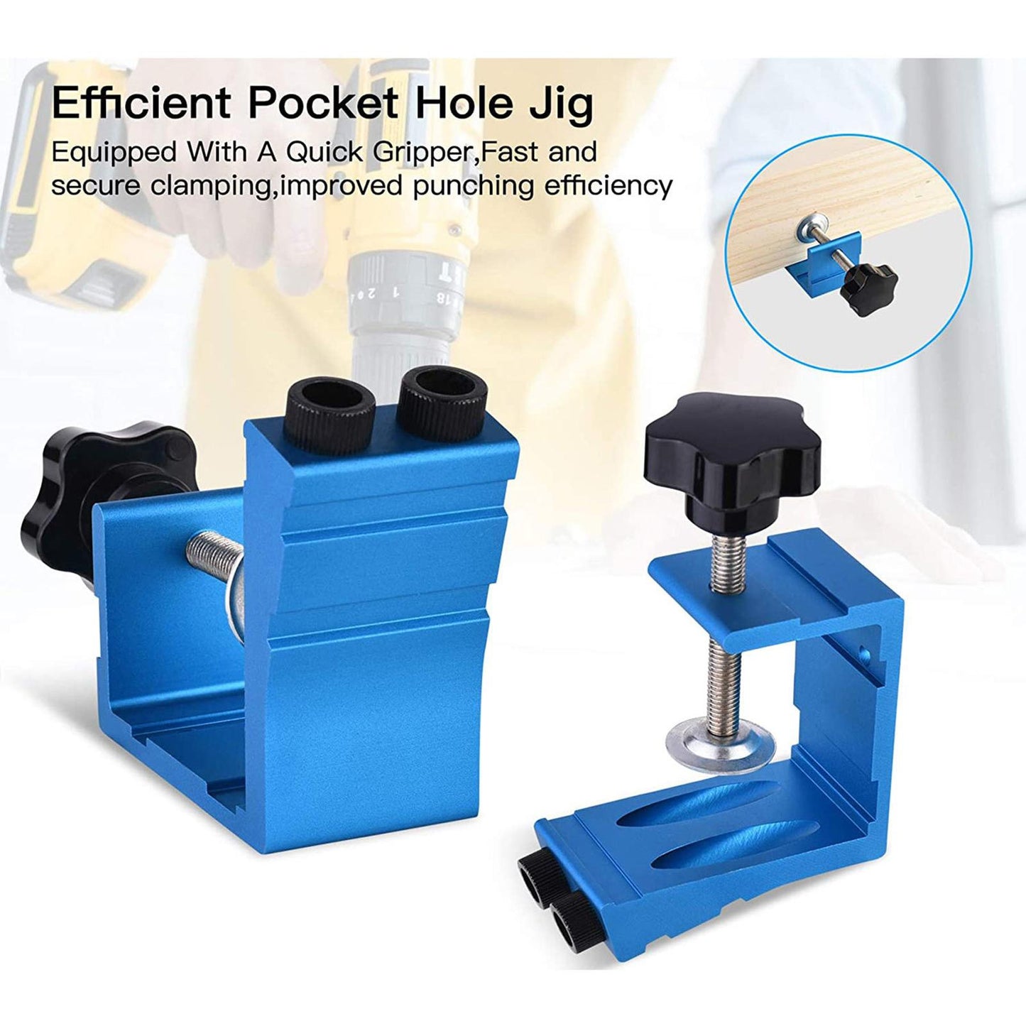 Pocket Hole Jig Kit Oblique Drill Joinery Screw Kit Tool Locator Blue