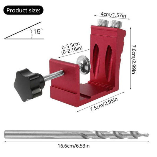 Pocket Hole Jig Kit Oblique Drill Joinery Screw Kit Tool Locator Red