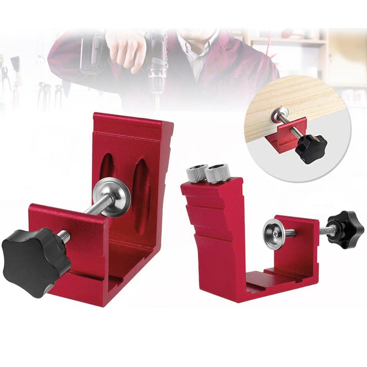 Pocket Hole Jig Kit Oblique Drill Joinery Screw Kit Tool Locator Red